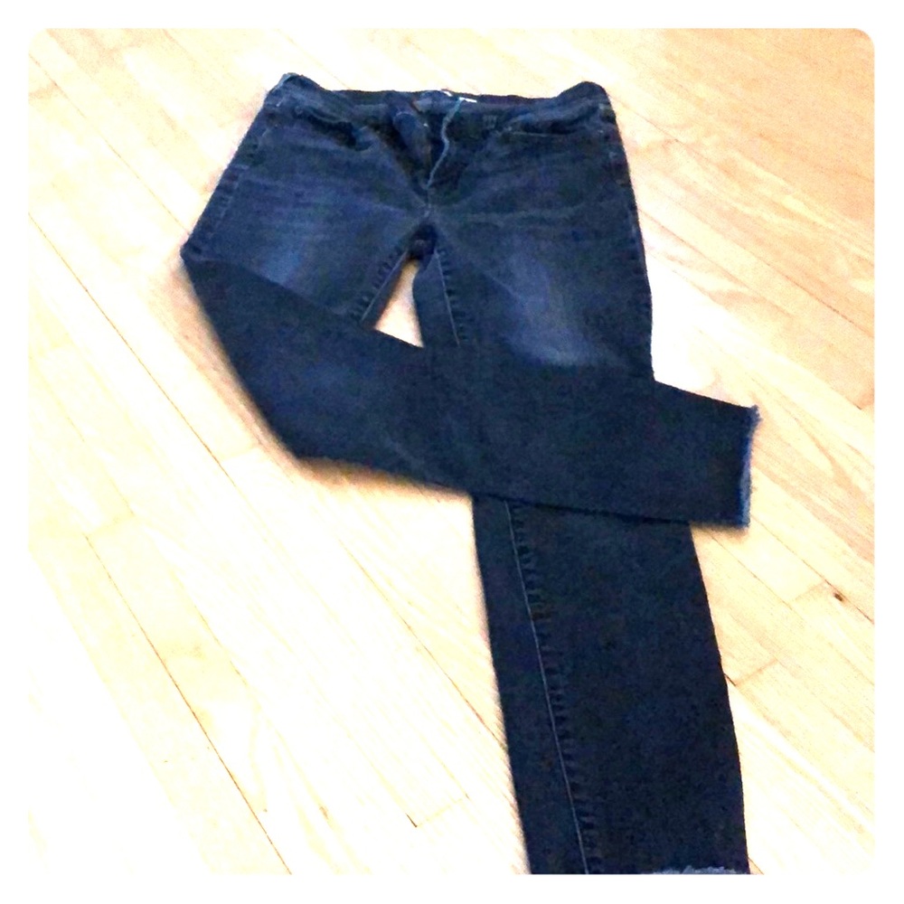 JCrew Black Stretch Skinny with raw hem in 29